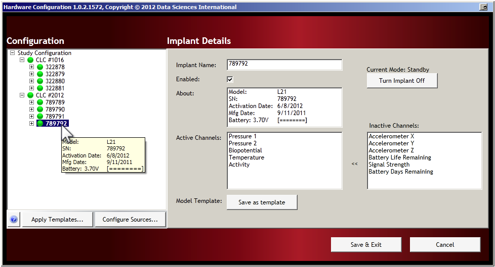 PTD Configuration_Implant Details