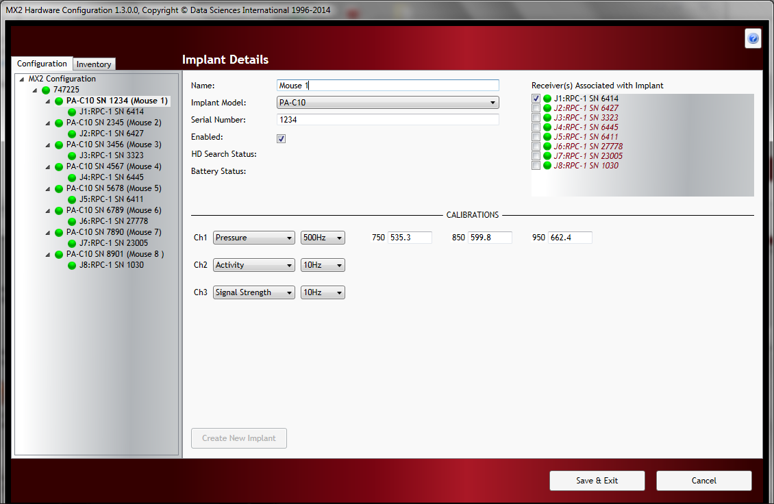 MX2 Configuration_PhysioTel Implant Config_8 Subjects